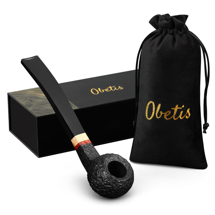 Pipa rústica de brezo Obetis: pipa artesanal con caja de regalo