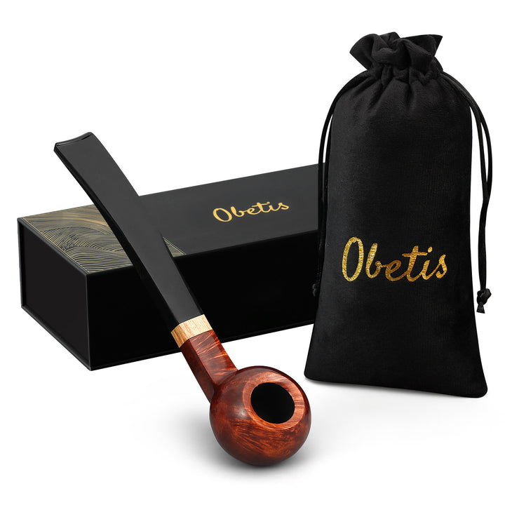 Obetis Briar Wood Ball Pipe – Panel Apple Shape with Gift Box