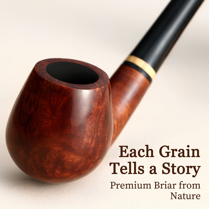 Churchwarden Briar Tobacco Pipe with Gift Box & Velvet Pouch – Long Stem, Elegant Design