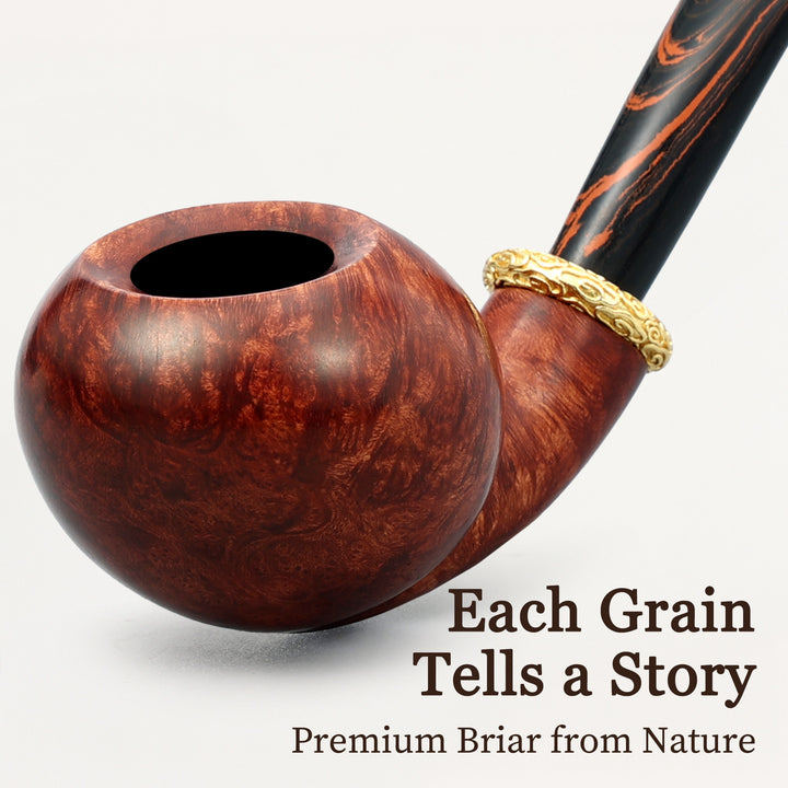 Obetis Bent Ball Briar Pipe – Calabash Sitter with Gift Box & Cumberland Stem