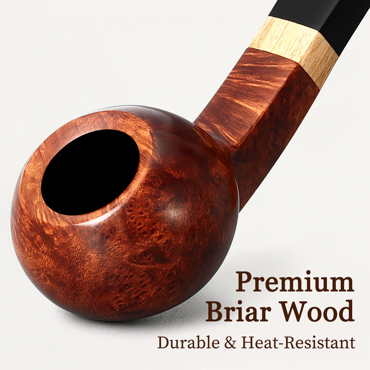 Obetis Briar Wood Ball Pipe – Panel Apple Shape with Gift Box