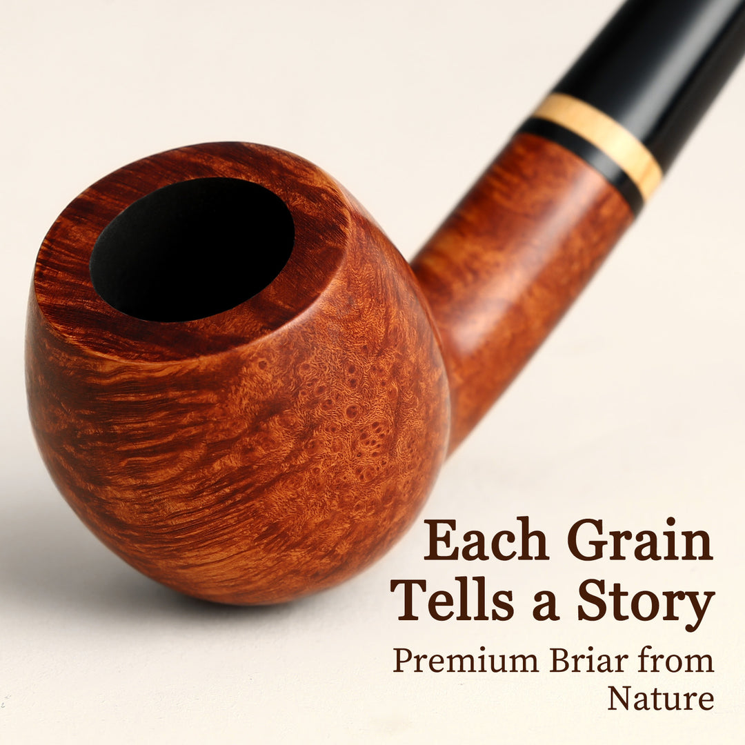 Obetis Churchwarden Briar Pipe - Long Stem Handcrafted Wood Smoking Pipe with Gift Box