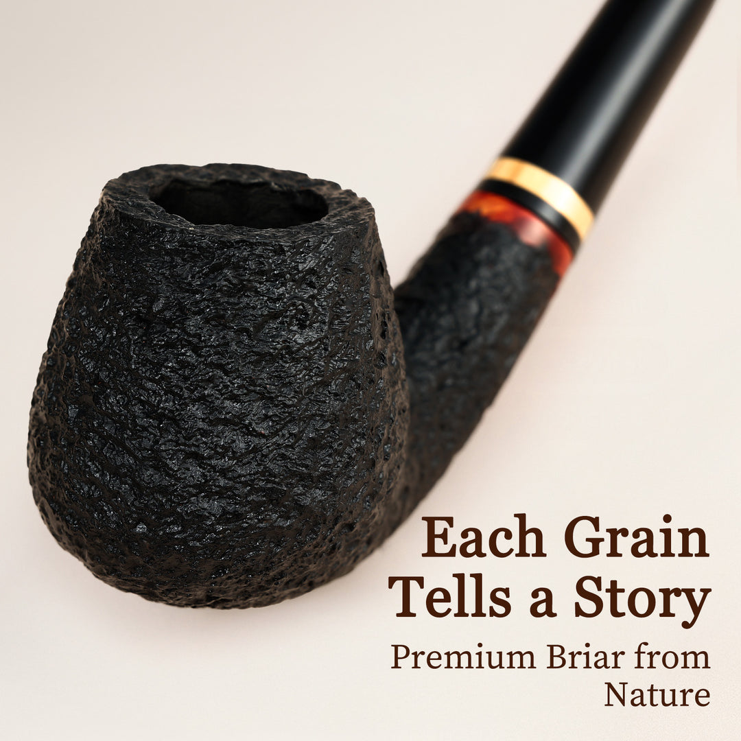 Obetis Churchwarden Briar Tobacco Pipe – Extra-Long Handmade Rustic Pipe with Gift Box