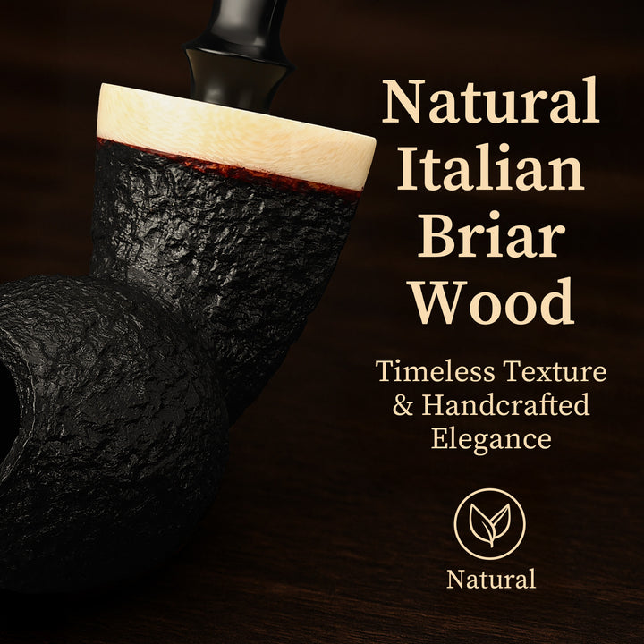 Obetis Handcrafted Briar Tobacco Pipe - Rusticated Puffer Shape with Gift Box