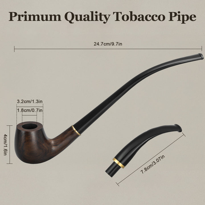 Joyoldelf Ebony Tobacco Pipe with Replaceable Long & Short Stem – Carbon Filter & Full Gift Set
