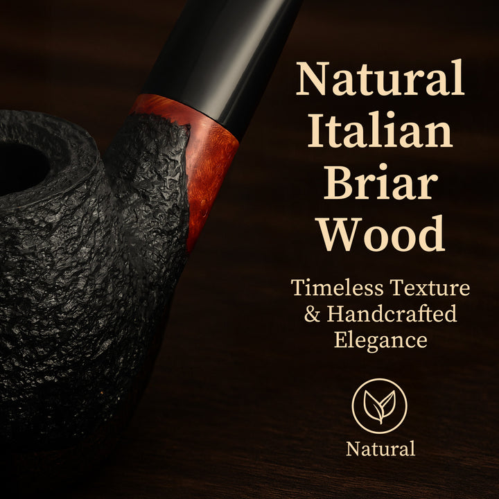 Pipa de tabaco de brezo de madera de brezo curvada Obetis - Set de regalo artesanal con funda de terciopelo