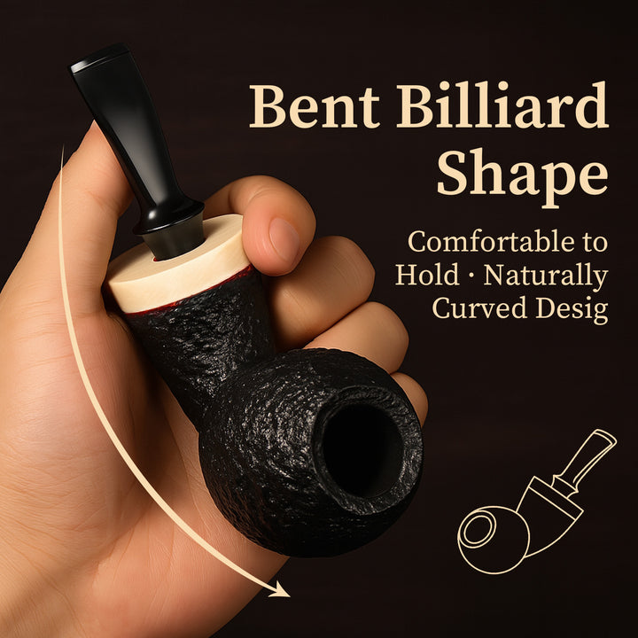 Obetis Handcrafted Briar Tobacco Pipe - Rusticated Puffer Shape with Gift Box