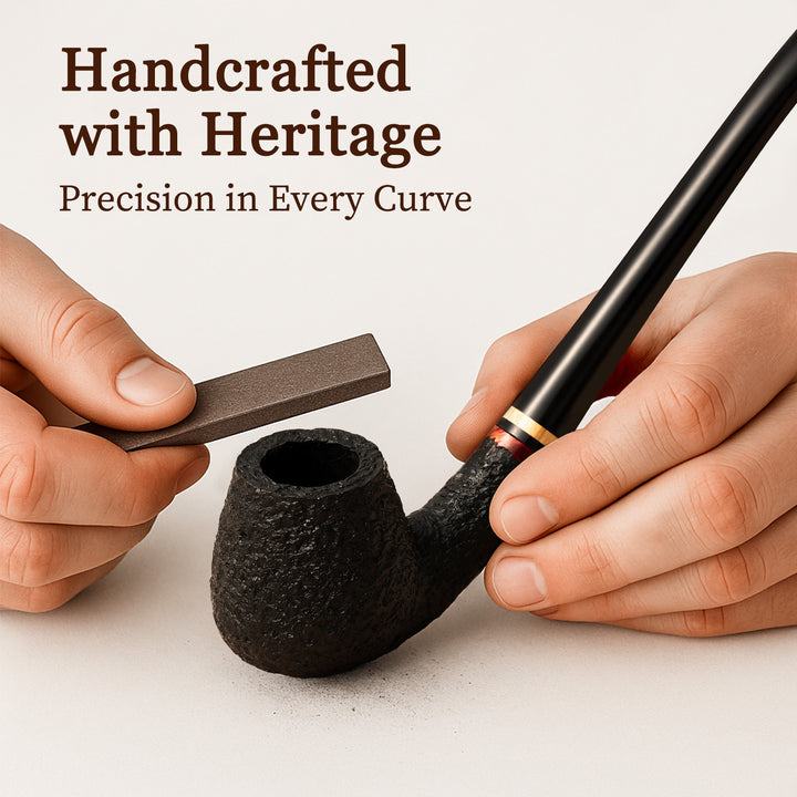 Obetis Churchwarden Briar Tobacco Pipe – Extra-Long Handmade Rustic Pipe with Gift Box