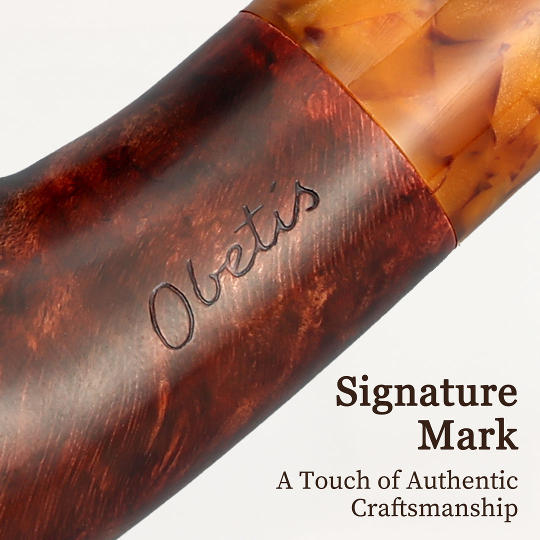 Obetis Handmade Briar Tobacco Pipe – Calabash Sitter with Amber Acrylic Stem