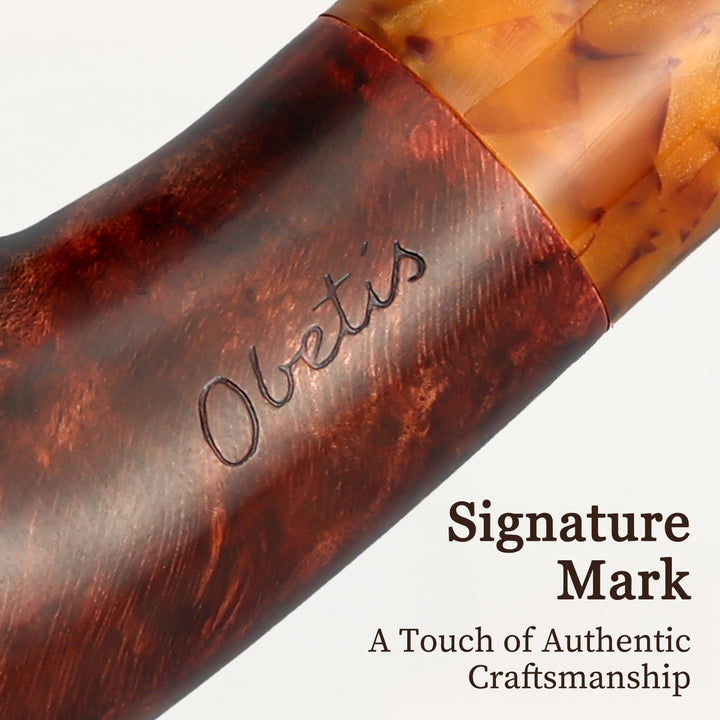 Obetis Handmade Briar Tobacco Pipe – Calabash Sitter with Amber Acrylic Stem