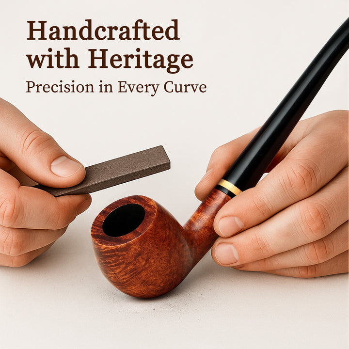 Obetis Churchwarden Briar Pipe - Long Stem Handcrafted Wood Smoking Pipe with Gift Box