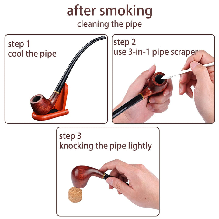Joyoldelf Churchwarden Rosewood Tobacco Pipe Set – Long Stem with Full Accessories