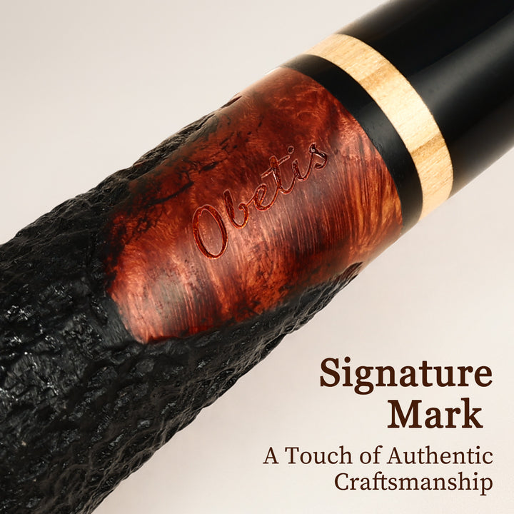 Obetis Churchwarden Briar Tobacco Pipe – Extra-Long Handmade Rustic Pipe with Gift Box