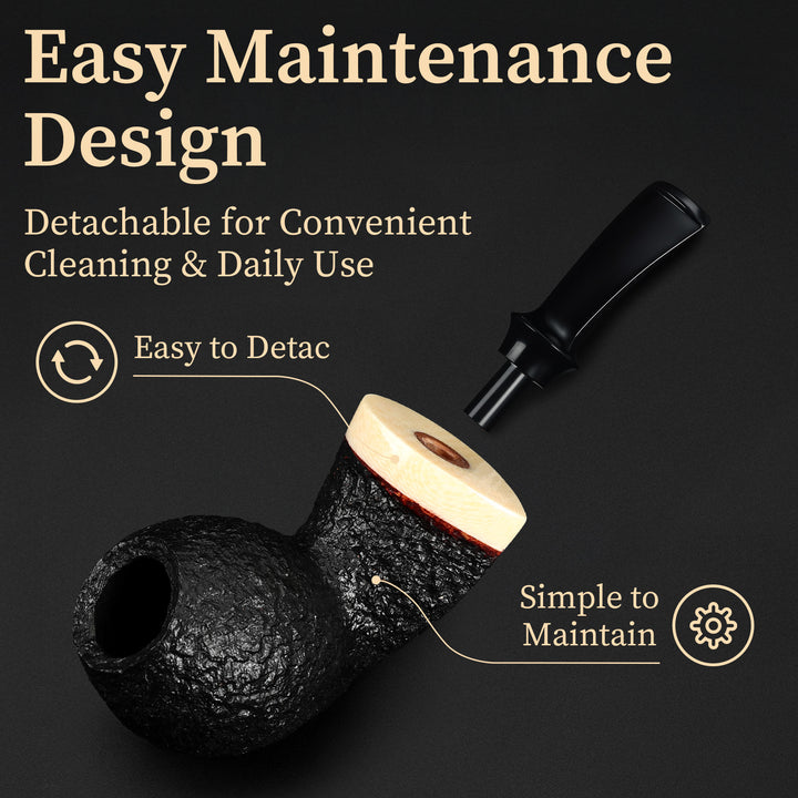 Obetis Handcrafted Briar Tobacco Pipe - Rusticated Puffer Shape with Gift Box