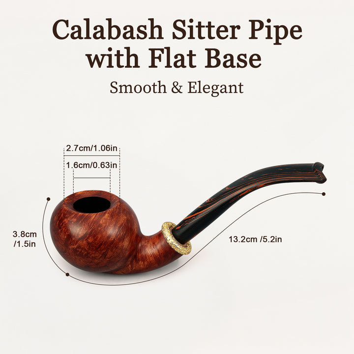 Obetis Bent Ball Briar Pipe – Calabash Sitter with Gift Box & Cumberland Stem