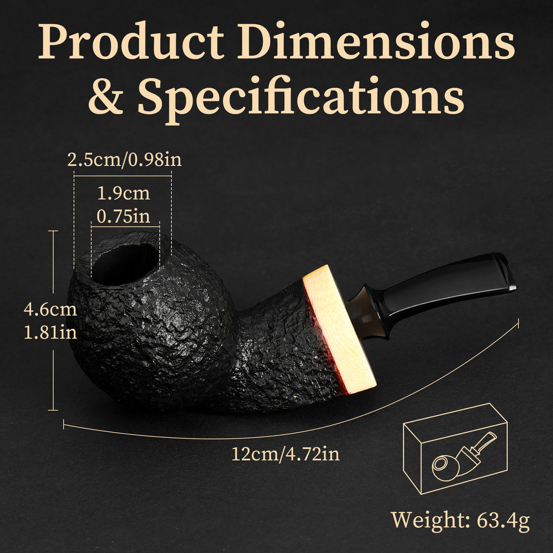 Obetis Handcrafted Briar Tobacco Pipe - Rusticated Puffer Shape with Gift Box