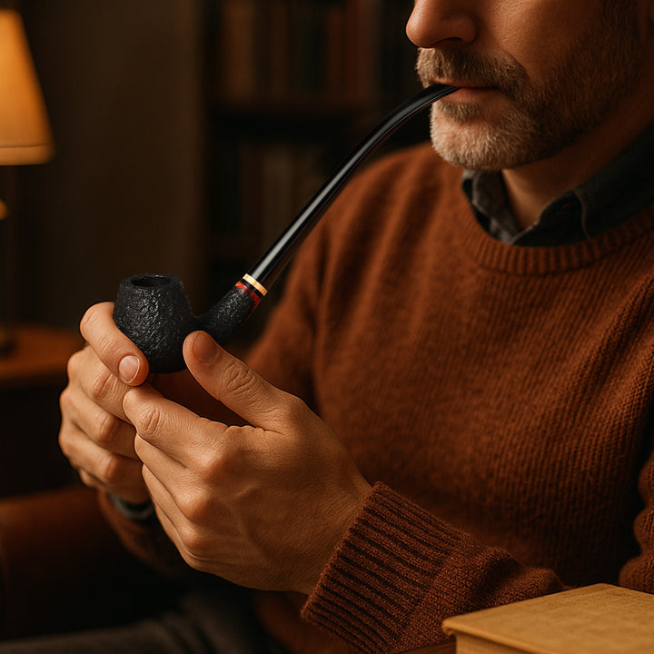 Obetis Churchwarden Briar Tobacco Pipe – Extra-Long Handmade Rustic Pipe with Gift Box