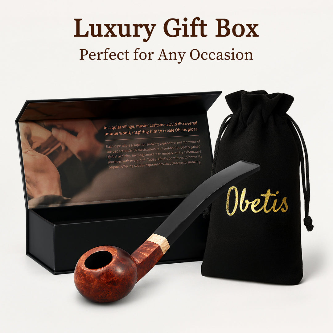 Obetis Briar Wood Ball Pipe – Panel Apple Shape with Gift Box