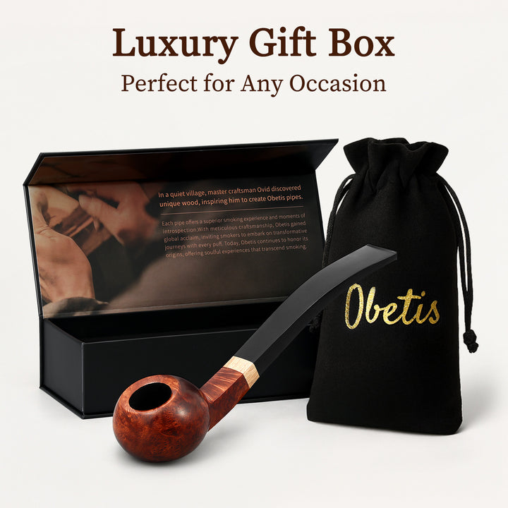 Obetis Briar Wood Ball Pipe – Panel Apple Shape with Gift Box