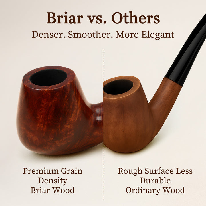 Churchwarden Briar Tobacco Pipe with Gift Box & Velvet Pouch – Long Stem, Elegant Design