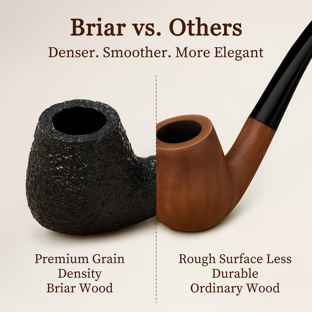 Obetis Churchwarden Briar Tobacco Pipe – Extra-Long Handmade Rustic Pipe with Gift Box