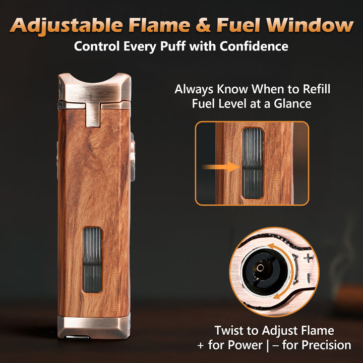 Joyoldelf 4 Jet Flame Cigar Lighter with Built-in V Cutter & Punch