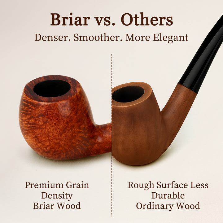 Obetis Churchwarden Briar Pipe - Long Stem Handcrafted Wood Smoking Pipe with Gift Box