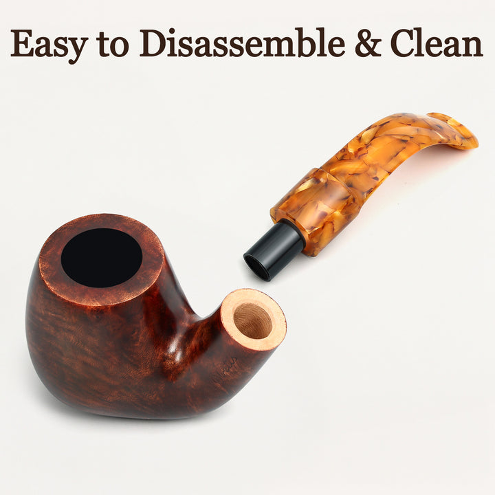 Obetis Handmade Briar Tobacco Pipe – Calabash Sitter with Amber Acrylic Stem