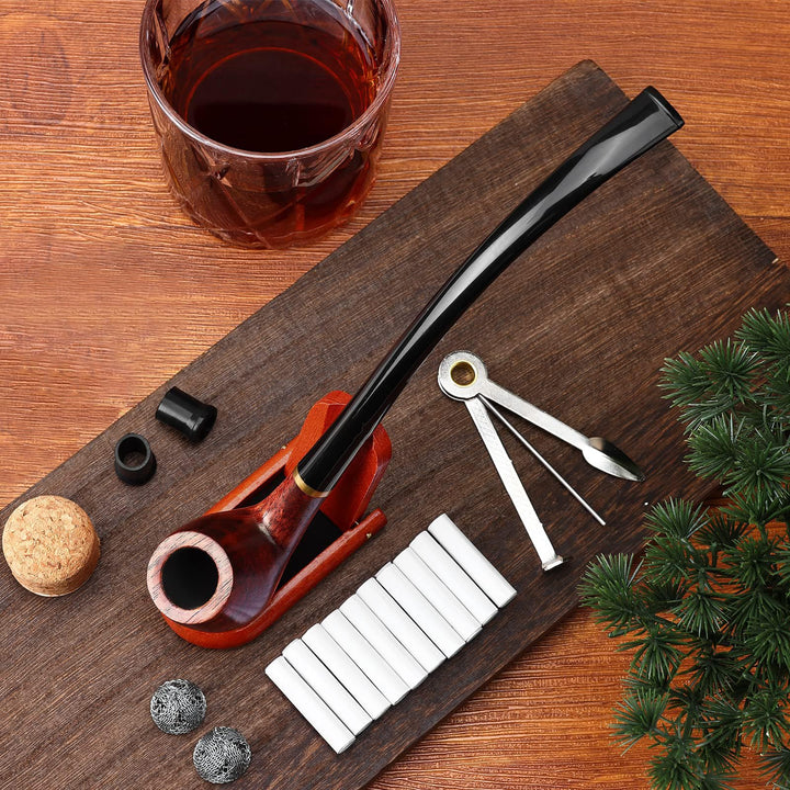 Joyoldelf Churchwarden Rosewood Tobacco Pipe Set – Long Stem with Full Accessories