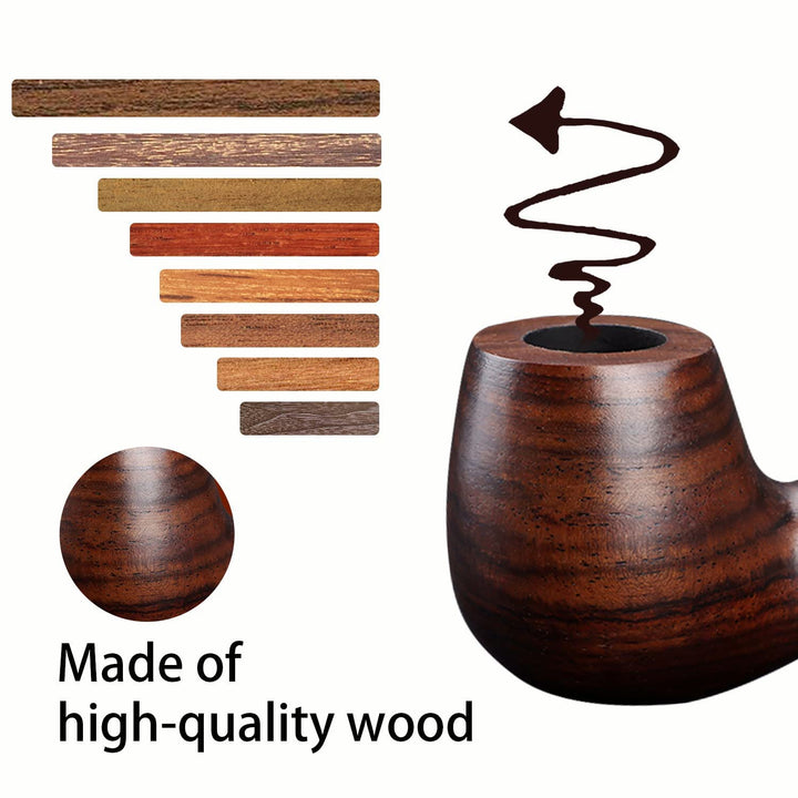 Joyoldelf Churchwarden Tobacco Pipe, Handmade Ebony Wood Smoking Pipe, Perfect Beginner Pipe Kit with Ultimate Beginner Guide E-Book - Smoking Gift Set and Accessories