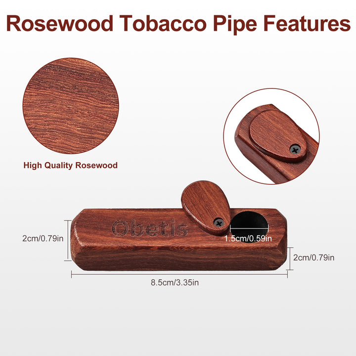 Obetis Portable Rosewood Pipe Set with Cleaner Kit – Compact, Smooth Draw Design
