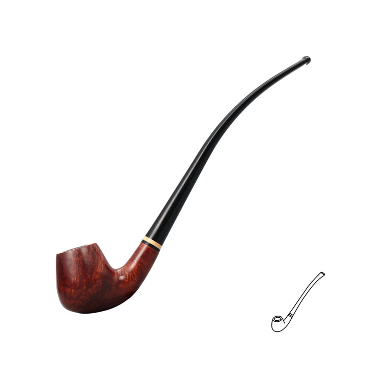 Churchwarden Briar Tobacco Pipe with Gift Box & Velvet Pouch – Long Stem, Elegant Design