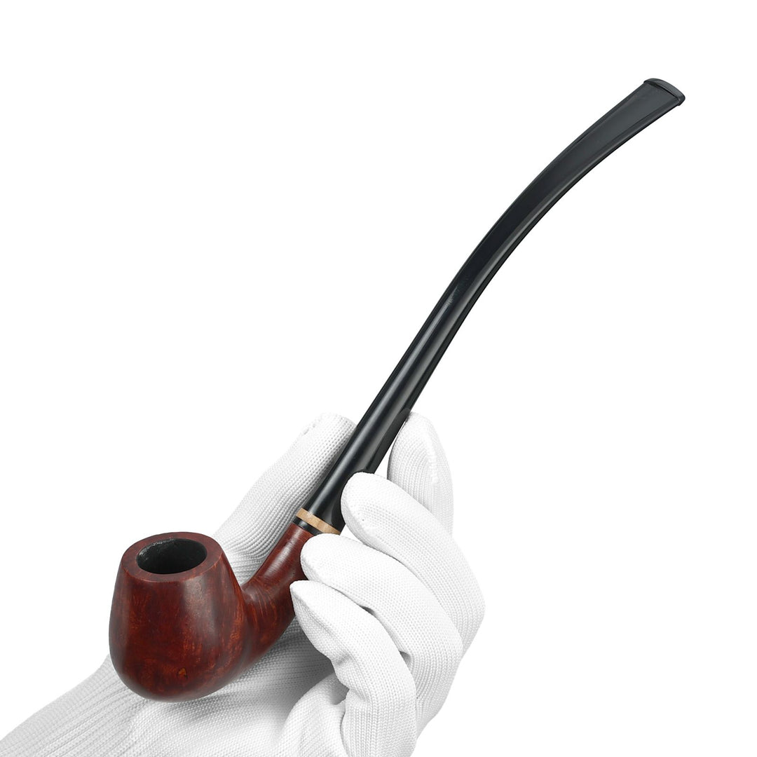 Churchwarden Briar Tobacco Pipe with Gift Box & Velvet Pouch – Long Stem, Elegant Design