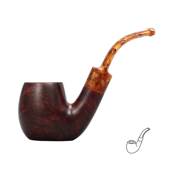 Obetis Handmade Briar Tobacco Pipe – Calabash Sitter with Amber Acrylic Stem