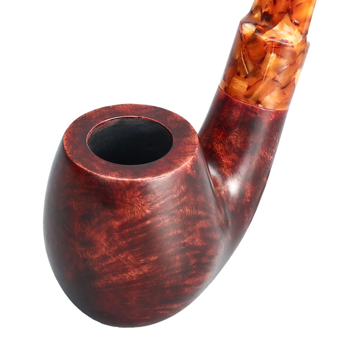 Obetis Handmade Briar Tobacco Pipe – Calabash Sitter with Amber Acrylic Stem