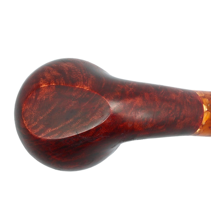 Obetis Handmade Briar Tobacco Pipe – Calabash Sitter with Amber Acrylic Stem