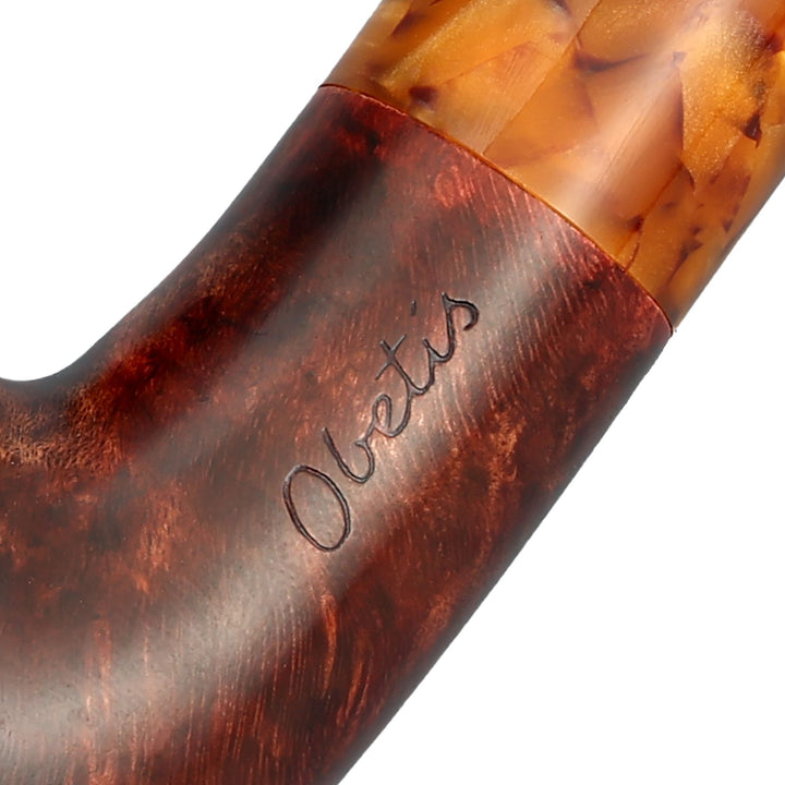 Obetis Handmade Briar Tobacco Pipe – Calabash Sitter with Amber Acrylic Stem