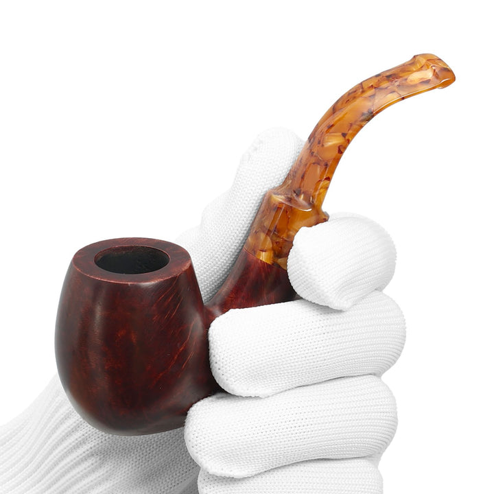 Obetis Handmade Briar Tobacco Pipe – Calabash Sitter with Amber Acrylic Stem