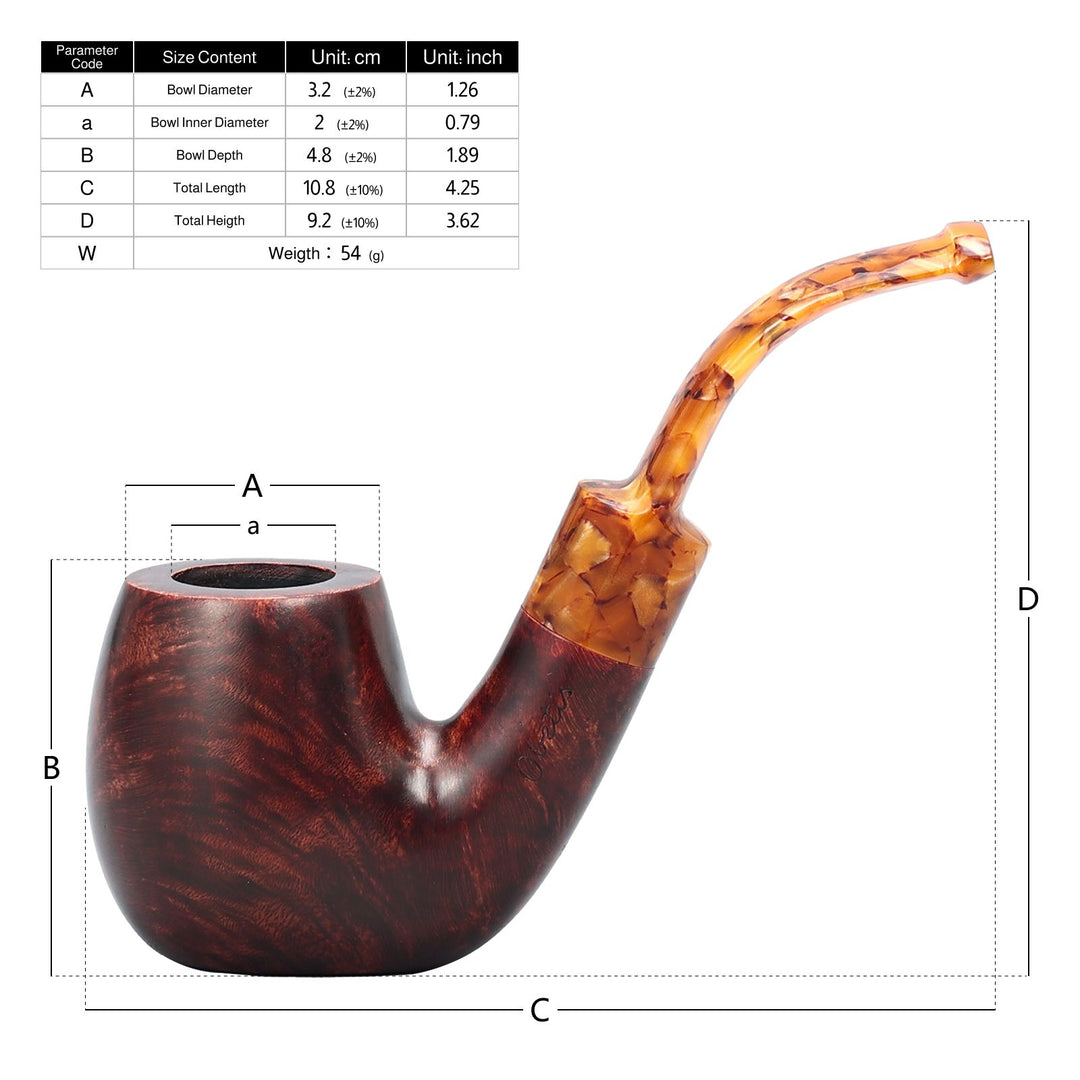 Obetis Handmade Briar Tobacco Pipe – Calabash Sitter with Amber Acrylic Stem