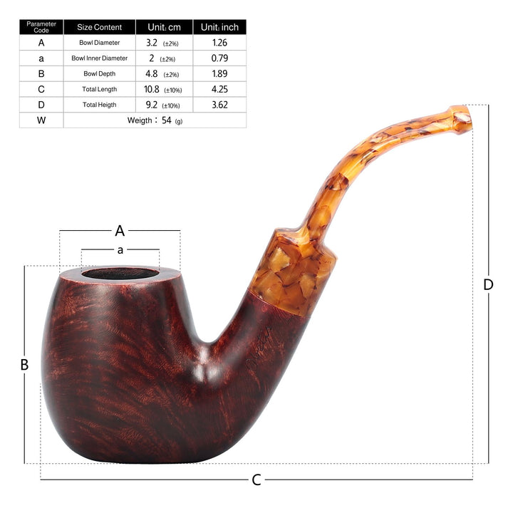 Obetis Handmade Briar Tobacco Pipe – Calabash Sitter with Amber Acrylic Stem