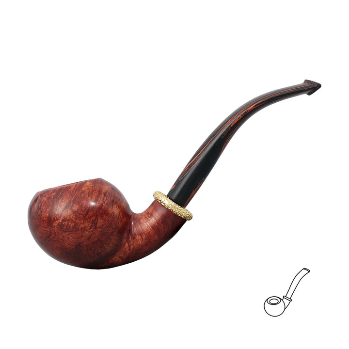 Obetis Bent Ball Briar Pipe – Calabash Sitter with Gift Box & Cumberland Stem