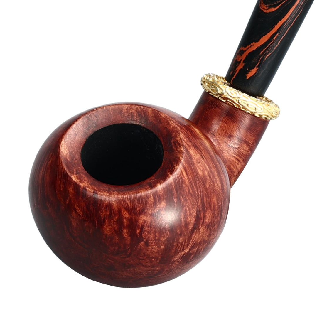 Obetis Bent Ball Briar Pipe – Calabash Sitter with Gift Box & Cumberland Stem