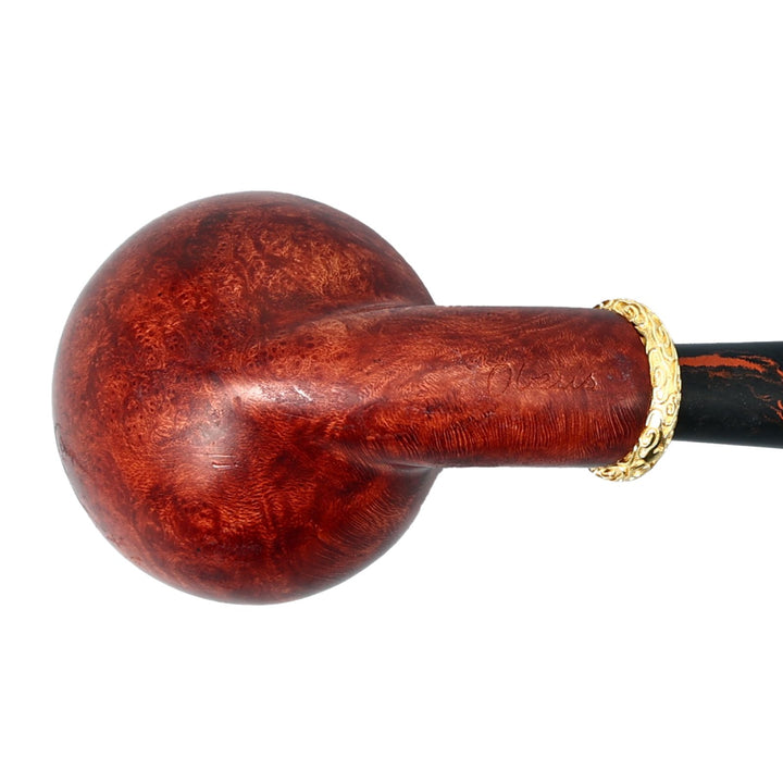 Obetis Bent Ball Briar Pipe – Calabash Sitter with Gift Box & Cumberland Stem