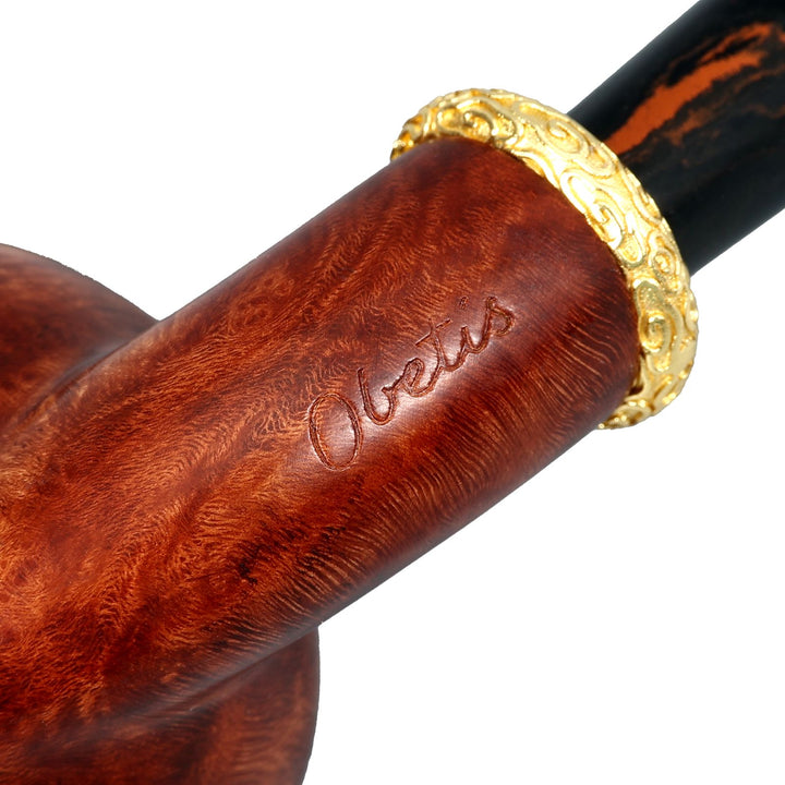 Obetis Bent Ball Briar Pipe – Calabash Sitter with Gift Box & Cumberland Stem