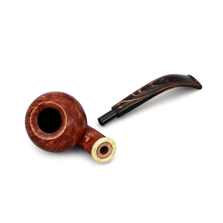 Obetis Bent Ball Briar Pipe – Calabash Sitter with Gift Box & Cumberland Stem