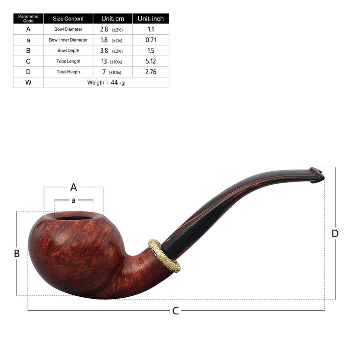 Obetis Bent Ball Briar Pipe – Calabash Sitter with Gift Box & Cumberland Stem