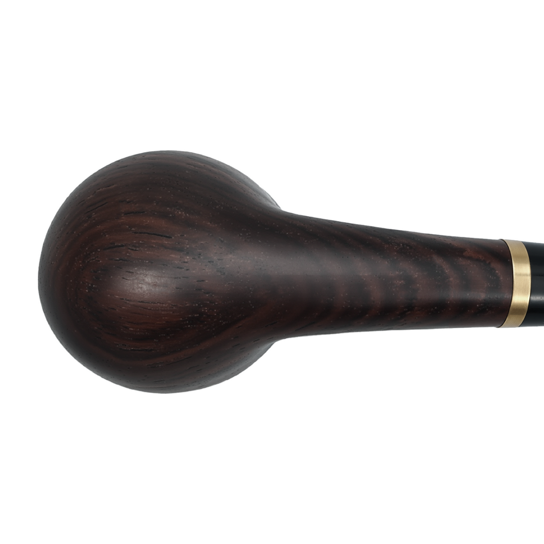 Obetis ebony wood pipe — side view of smooth rounded base and handcrafted texture