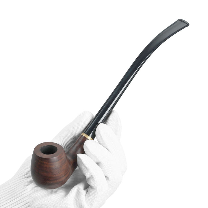 Churchwarden Ebony Wood Tobacco Pipe Set – Long Stem, Full Accessories, Gift-Ready