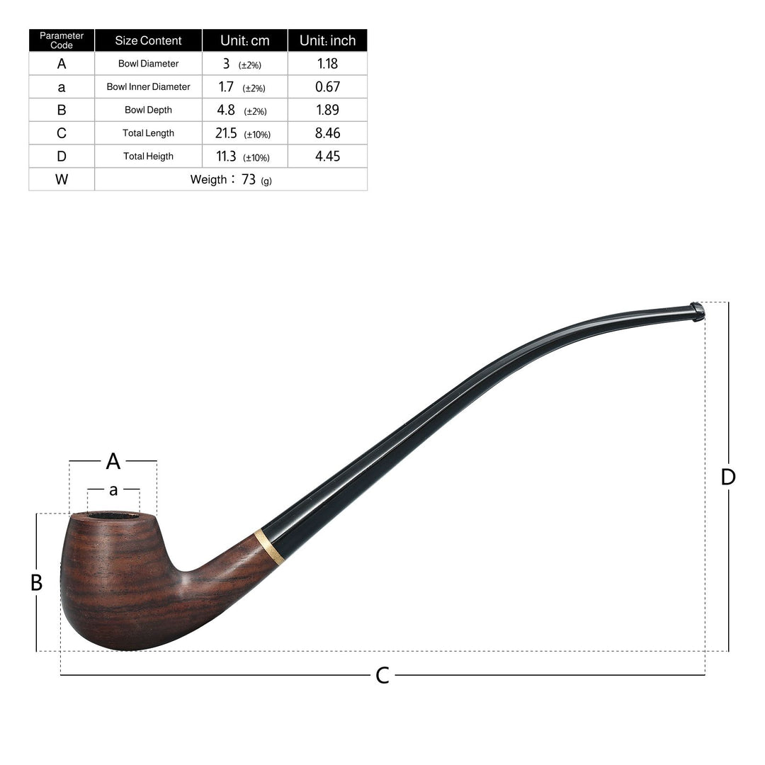 Churchwarden Ebony Wood Tobacco Pipe Set – Long Stem, Full Accessories, Gift-Ready