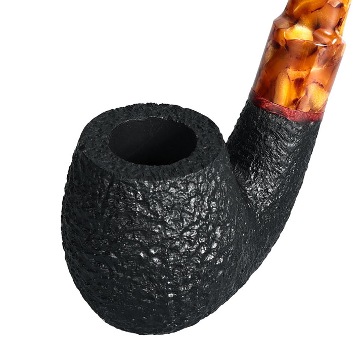 Obetis Rusticated Briar Tobacco Pipe – Calabash Sitter with Amber Acrylic Stem